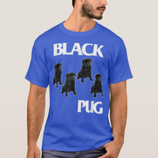 Retro Black Pugs Funny Music and Dogs Flags Lovers T-shirt