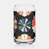 Retro Black Rainbow geometric Flowers Pattern  Blikvorm Glas (Voorkant)