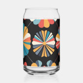 Retro Black Rainbow geometric Flowers Pattern  Blikvorm Glas (Achterkant)