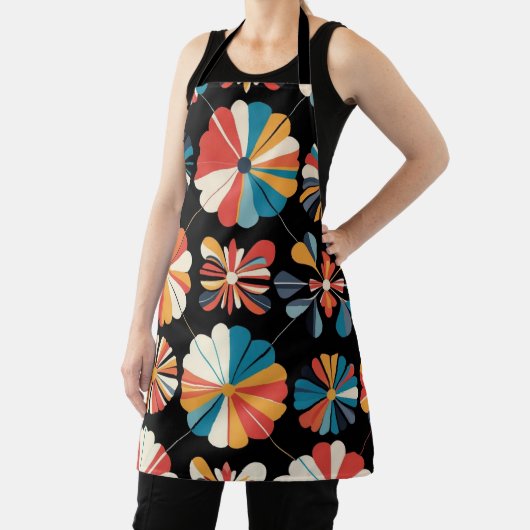 Retro Black Rainbow geometric Flowers Pattern  Schort (Insitu)