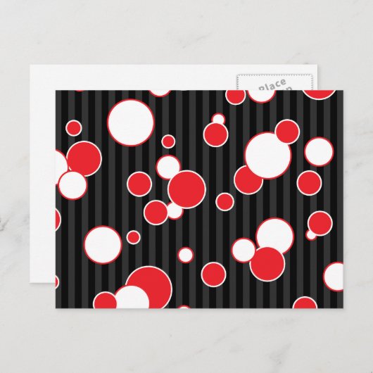 Retro Black Red en White Pattern Briefkaart (Voorkant / Achterkant)
