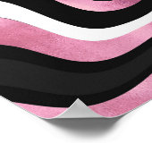 Retro Black Roze Wavy Lines Modern Design Poster (Hoek)
