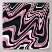 Retro Black Roze Wavy Lines Modern Design Poster (Voorkant)
