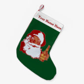 Retro Black Santa Claus Beer Funny kerstnaam Kleine Kerstsok (Voorkant (Hangend))