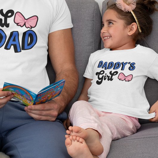 Retro Black Script Pink Bow Daddy's Girl T-shirt