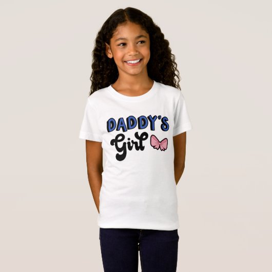 Retro Black Script Pink Bow Daddy's Girl T-shirt (Voorkant volledig)