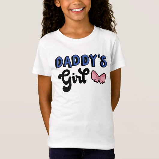 Retro Black Script Pink Bow Daddy's Girl T-shirt (Voorkant)