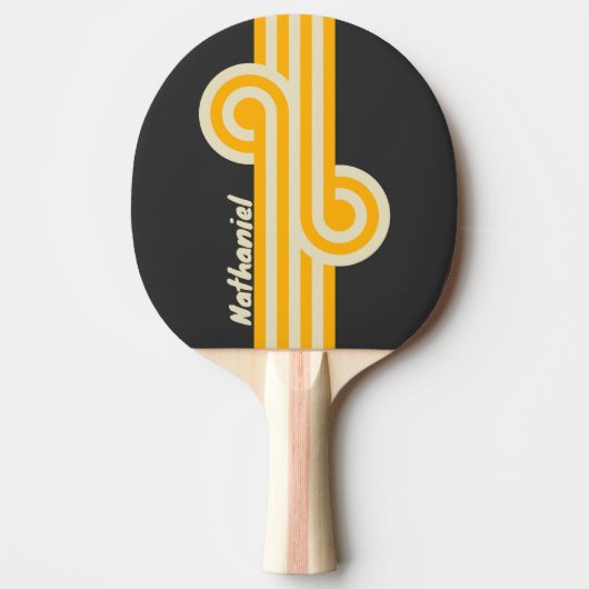 Retro Black Sun Loop met Naam Tafeltennisbatje (Voorkant)