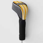 Retro Black Sun Pin Strepen met Naam Golfheadcover (Schuin)