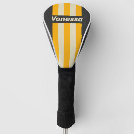 Retro Black Sun Pin Strepen met Naam Golfheadcover