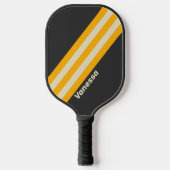 Retro Black Sun Stripes met naam Pickleball Paddle (Voorkant)