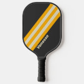 Retro Black Sun Stripes met naam Pickleball Paddle (Achterkant)