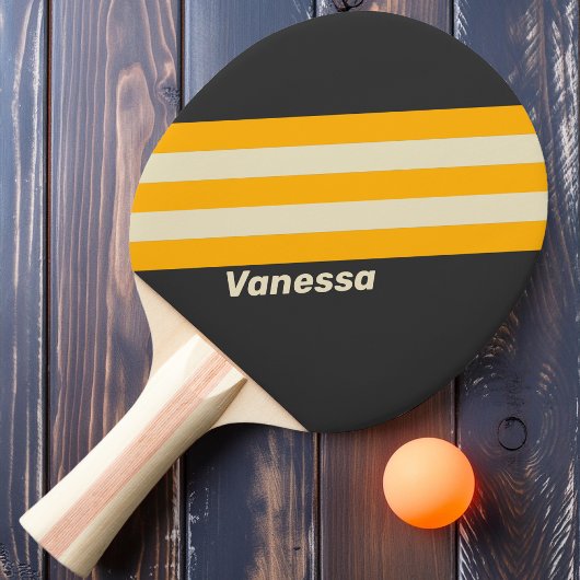 Retro Black Sun Stripes met naam Tafeltennisbatje