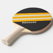 Retro Black Sun Stripes met naam Tafeltennisbatje (Voorkant Gekanteld)