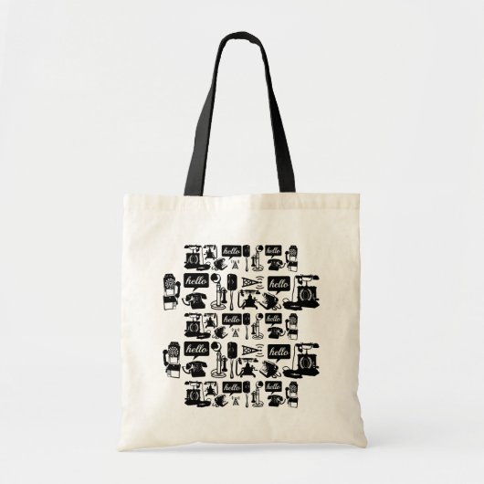 Retro Black Telephone Patroon Tote Bag (Voorkant)