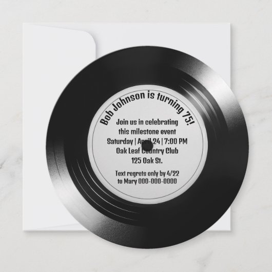 Retro Black Vinyl LP Record 75e Verjaardagsfeest Kaart (Voorkant)