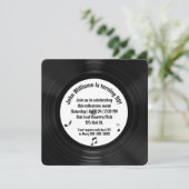 Retro Black Vinyl LP Record 90ste Verjaardagsfeest Kaart (Staand voorkant)