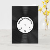 Retro Black Vinyl LP Record voor Verjaardag Kaart (Gele Bloem)