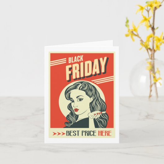 Retro Black vrijdag Kaart (Gele Bloem)