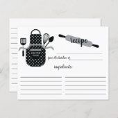 Retro Black White Apron Kitchen Tools Recipcard (Voorkant / Achterkant)