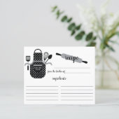 Retro Black White Apron Kitchen Tools Recipcard (Staand voorkant)