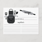 Retro Black White Apron Kitchen Tools Recipcard Briefkaart (Voorkant)