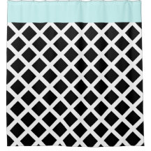 Retro Black & White Checkerboard met Aqua Border