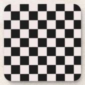 Retro Black White Checkerboard Pattern Bier Onderzetter (Voorkant)