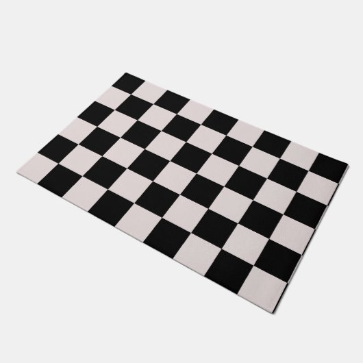 Retro Black White Checkerboard Pattern Deurmat (Schuin)