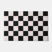 Retro Black White Checkerboard Pattern Deurmat (Voorkant)