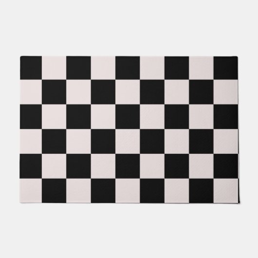 Retro Black White Checkerboard Pattern Deurmat (Voorkant)