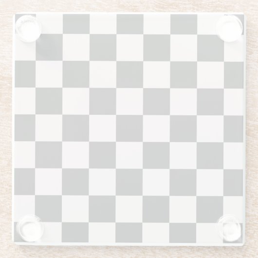 Retro Black White Checkerboard Pattern Glazen Onderzetter (Achterkant)