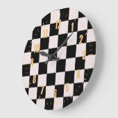 Retro Black White Checkerboard Pattern Grote Klok (Hoek)