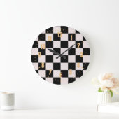 Retro Black White Checkerboard Pattern Grote Klok (Huis)