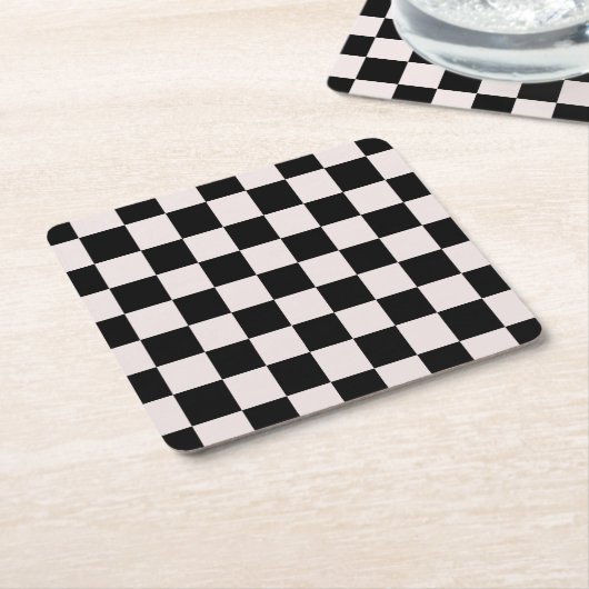 Retro Black White Checkerboard Pattern Kartonnen Onderzetters (Schuin)
