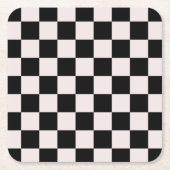 Retro Black White Checkerboard Pattern Kartonnen Onderzetters (Voorkant)