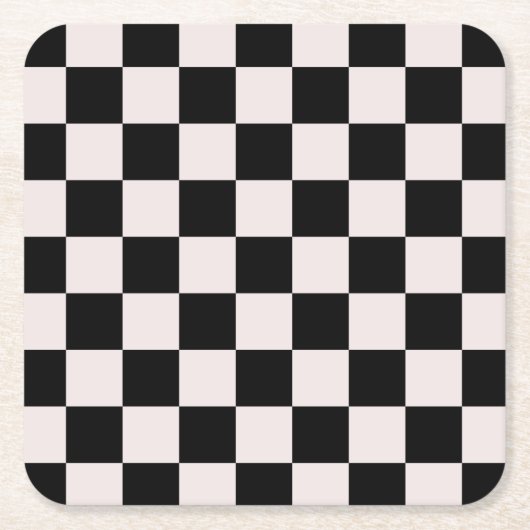 Retro Black White Checkerboard Pattern Kartonnen Onderzetters (Voorkant)
