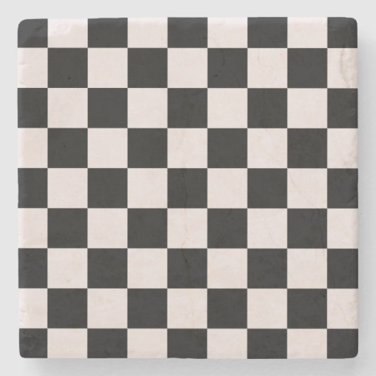 Retro Black White Checkerboard Pattern Stenen Onderzetter (Voorkant)