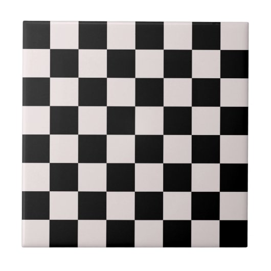 Retro Black White Checkerboard Pattern Tegeltje (Voorkant)