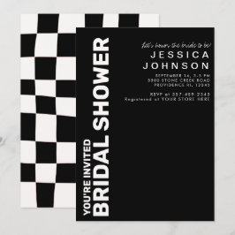 Retro Black White Checkerboard Vrijgezellenfeest Kaart