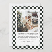 Retro Black White Checkered Santa Claus Christmas  Feestdagenkaart (Achterkant)