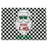 Retro Black White Checkered Santa Claus Christmas  Groot Cadeauzakje (Voorkant)