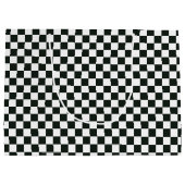 Retro Black White Checkered Santa Claus Christmas  Groot Cadeauzakje (Achterkant)