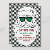 Retro Black White Checkered Santa Claus Christmas Kaart (Voorkant / Achterkant)