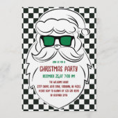 Retro Black White Checkered Santa Claus Christmas Kaart (Voorkant)