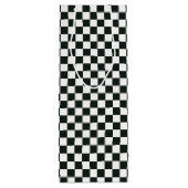 Retro Black White Checkered Santa Claus Christmas  Wijn Cadeautas (Achterkant)