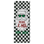 Retro Black White Checkered Santa Claus Christmas  Wijn Cadeautas (Voorkant)