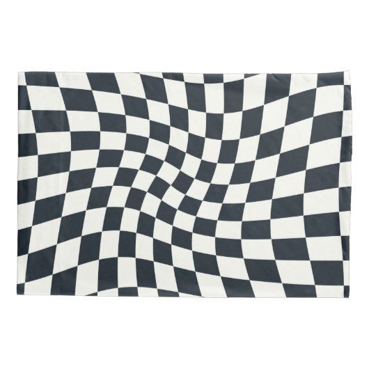 Retro Black White Checksed Checkered Dorm Kussensloop (Achterkant)