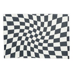 Retro Black White Checksed Checkered Dorm Kussensloop
