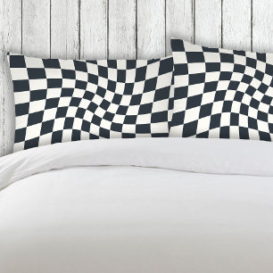 Retro Black White Checksed Checkered Dorm Kussensloop